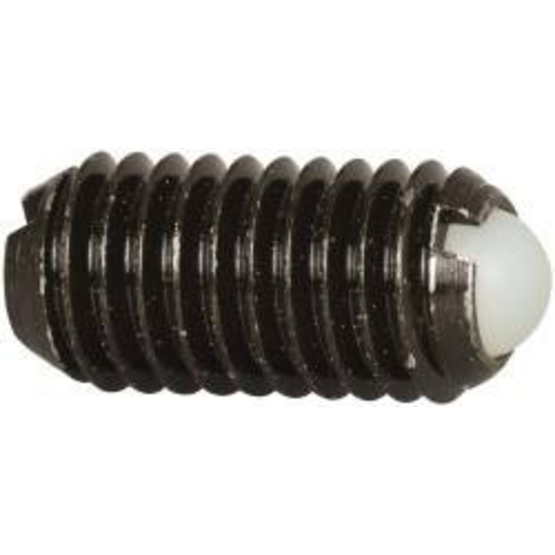 Vlier M8x1.25, 5mm Ball Diam, 16mm Body Length, 1.5mm Max Ball Reach, Threaded Ball Plunger Steel Body, Nylon Ball, 3.37 Lb Initial End Force, 6.75 Lb Final End Force DBM8A – 04399937