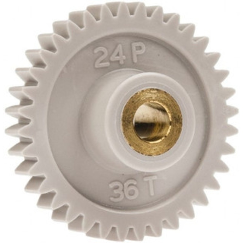 Made in USA 24 Pitch, 1-1/2 Pitch Diam, 1.583 OD, 36 Tooth Spur Gear 1/4 Face Width, 1/4 Bore Diam, 5/8 Hub Diam, 20 Pressure Angle, Acetal 2436BI – 03925245