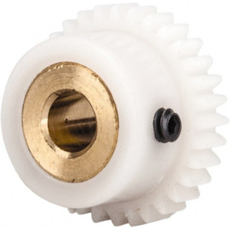 Made in USA 48 Pitch, 0.667 Pitch Diam, 0.708 OD, 32 Tooth Spur Gear 1/8 Face Width, 3/16 Bore Diam, 35/64 Hub Diam, 20 Pressure Angle, Acetal 4832BI – 04034906