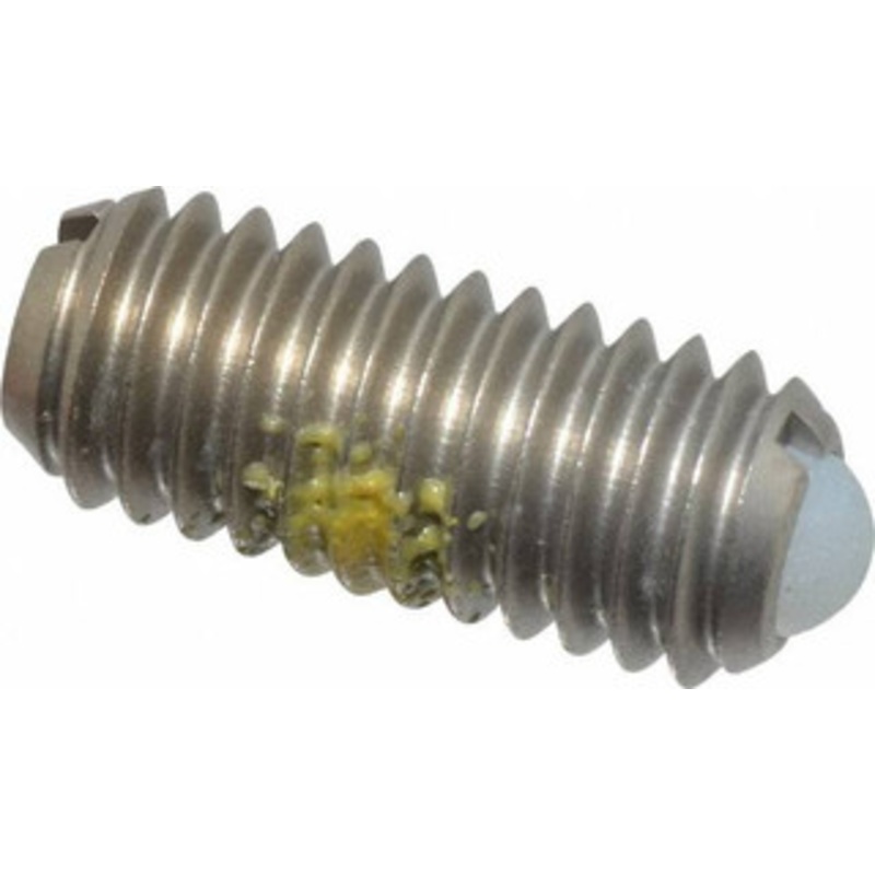 Vlier M6x1.0, 3.5mm Ball Diam, 14mm Body Length, 1mm Max Ball Reach, Threaded Ball Plunger Stainless Steel Body, Nylon Ball, 0.45 Lb Initial End Force, 1.35 Lb Final End Force, Locking Element DSBML6P – 04400081
