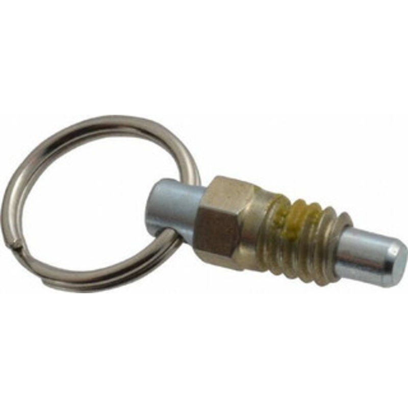 Vlier 1/4-20, 0.31 Thread Length, 0.16 Plunger Diam, 0.19 Plunger Projection, 0.5 Lb Init to 2 Lb Final End Force, Steel Pull Ring Plunger 0.31 Len Under Head, 0.44 Body Len, 0.62 Ring Diam, 0.62 Plunger Len, 1/4 Hex PRSN250P – 62124599