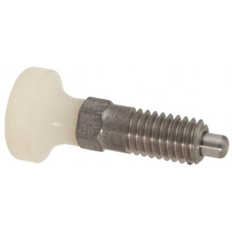 Vlier M6x1.0, 13mm Thread Length, 0.118 Max Plunger Diam, 0.11 Lb Init to 0.34 Lb Final End Force, Knob Handle Plunger Delrin Knob, 0.63 Body Length, 1/2 Length Under Head/Shoulder, 0.118 Plunger Projection SMPRT6 – 03680402