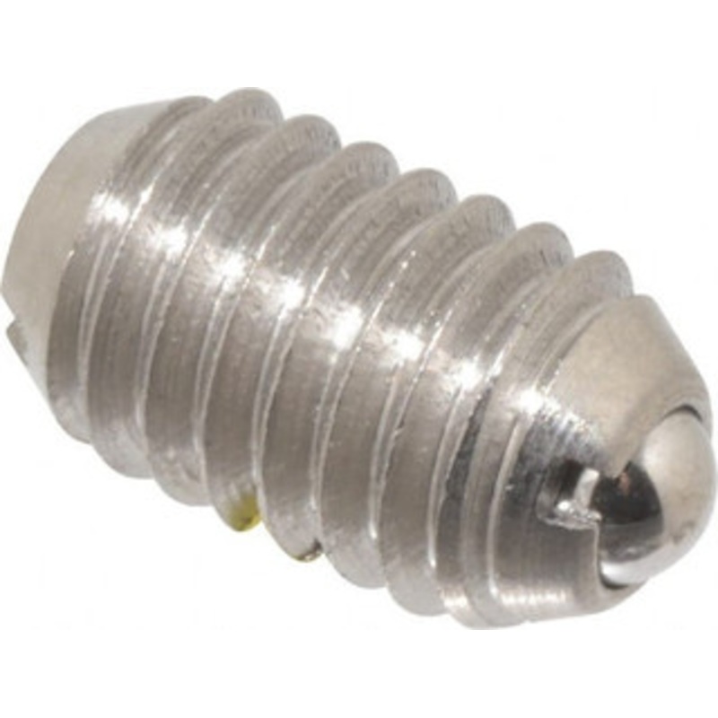 Vlier 3/8-16, 0.188 Ball Diam, 0.625 Body Length, 0.048 Max Ball Reach, Threaded Ball Plunger Stainless Steel Body, Stainless Steel Ball, 2.5 Lb Initial End Force, 5 Lb Final End Force, Locking Element SSBL58N – 62121819