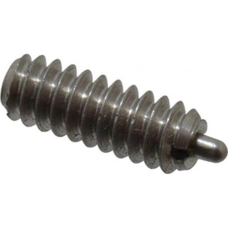 Vlier 6-32, 3/8 Thread Length, 1/16 Plunger Projection, Stainless Steel Threaded Spring Plunger 0.044 – 0.045 Max Plunger Diam, 3/8 Plunger Length, 1 Lb Init End Force, 1.6 Lb Final End Force SSS48A – 62117106