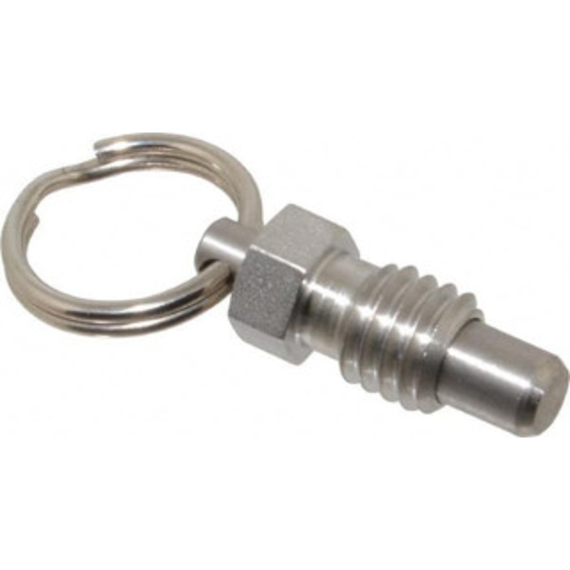 Vlier 3/8-16, 0.31 Thread Length, 1/4 Plunger Diam, 0.28 Plunger Projection, 0.75 Lb Init to 3 Lb Final End Force, Stainless Steel Pull Ring Plunger 0.44 Len Under Head, 0.63 Body Len, 3/4 Ring Diam, 0.82 Plunger Len SPRSN375 – 62124706