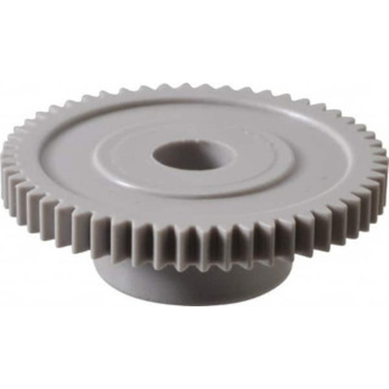 Made in USA 48 Pitch, 1-1/8 Pitch Diam, 1.168 OD, 54 Tooth Spur Gear 1/8 Face Width, 1/4 Bore Diam, 39/64 Hub Diam, 20 Pressure Angle, Acetal 4854 – 03303104