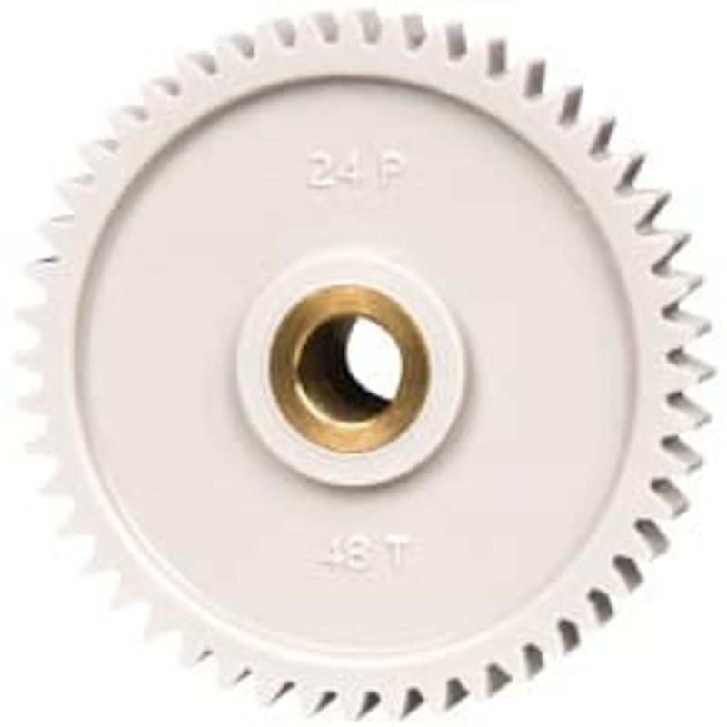 Made in USA 24 Pitch, 2 Pitch Diam, 2.083 OD, 48 Tooth Spur Gear 1/4 Face Width, 5/16 Bore Diam, 43/64 Hub Diam, 20 Pressure Angle, Acetal 2448BI – 03925302