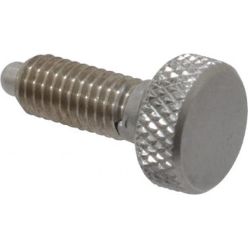 Vlier 10-32, 0.4 Thread Length, 0.104 Max Plunger Diam, 0.5 Lb Init to 3 Lb Final End Force, Knob Handle Plunger Knurled Knob, 0.46 Body Length, 0.4 Length Under Head/Shoulder, 3/32 Plunger Projection SSL190P – 62123922