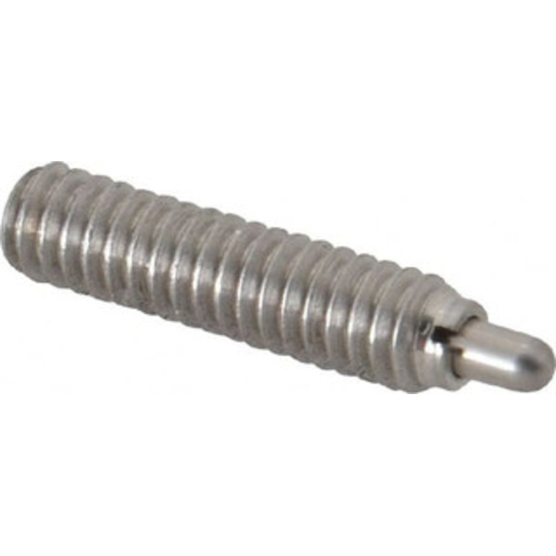Vlier 1/4-20, 1 Thread Length, 3/16 Plunger Projection, Stainless Steel Threaded Spring Plunger 0.117 – 0.118 Max Plunger Diam, 1 Plunger Length, 1 Lb Init End Force, 4 Lb Final End Force SSS55 – 62117296