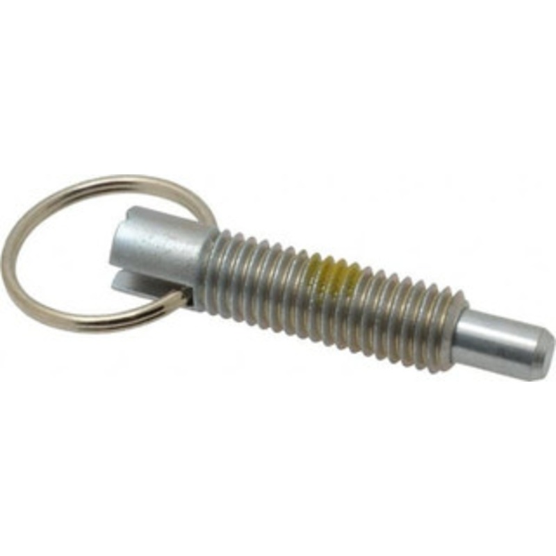 Vlier 1/2-13, 1.4 Thread Length, 5/16 Plunger Diam, 1/2 Plunger Projection, 2.5 Lb Init to 5 Lb Final End Force, Steel Locking Pull Ring Plunger 1.4 Len Under Head, 2 Body Len, 1.26 Ring Diam, 2 Plunger Len, 0.6 Head Height PR500P – 62124490