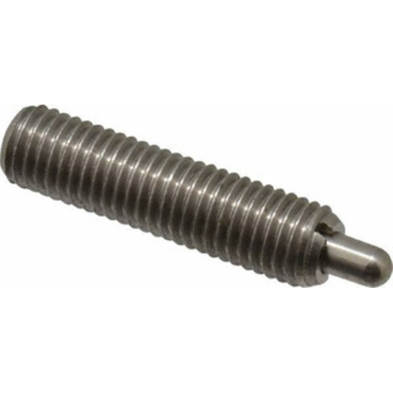 Vlier 1/4-28, 1 Thread Length, 3/16 Plunger Projection, Stainless Steel Threaded Spring Plunger 0.117 – 0.118 Max Plunger Diam, 1 Plunger Length, 3 Lb Init End Force, 13 Lb Final End Force SSS54AN – 62117254