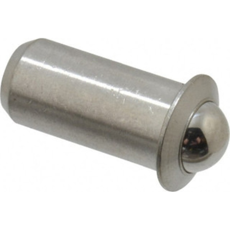 Vlier 0.0786 Body Length x 3/8 Body Diam, 5 Lb Init to 14 Lb Final End Force, Stainless Steel Press Fit Ball Plunger 5/16 Ball Diam, 0.11 Max Ball Reach, 0.078 Flange Thickness SPFB58 – 62123401