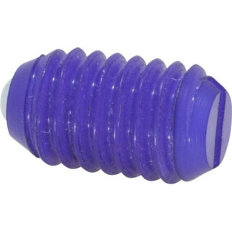 Vlier 3/8-16, 0.187 Ball Diam, 0.625 Body Length, 0.053 Max Ball Reach, Threaded Ball Plunger Delrin Body, Nylon Ball, 2.5 Lb Initial End Force, 5 Lb Final End Force NDL58 – 62123336