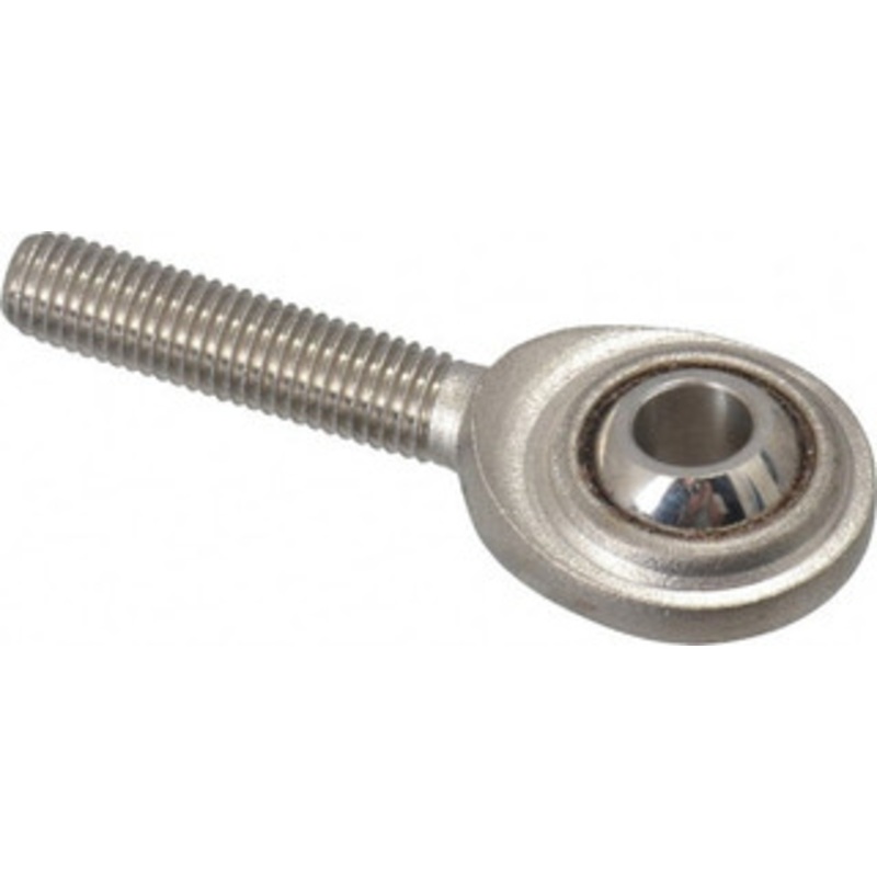 Made in USA 1/4 ID, 3/4 Max OD, 1,370 Lb Max Static Cap, Plain Male Spherical Rod End 1/4-28 RH, Stainless Steel with Stainless Steel Raceway SCM4T – 35398304