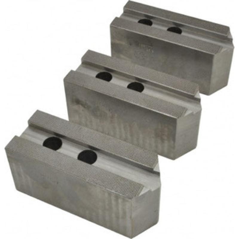 Abbott Workholding 15 to 18 Chuck Capacity, 1.5mm x 60 Serrated Attachment, Square Soft Lathe Chuck Jaw 3 Jaws, Steel, 1.6929 Btw Mount Hole Ctrs, 6-1/2 Long x 2-1/2 Wide x 3 High, 0.8661 Groove, 0.7874 & 20mm Fastener KTT15S – 04231288