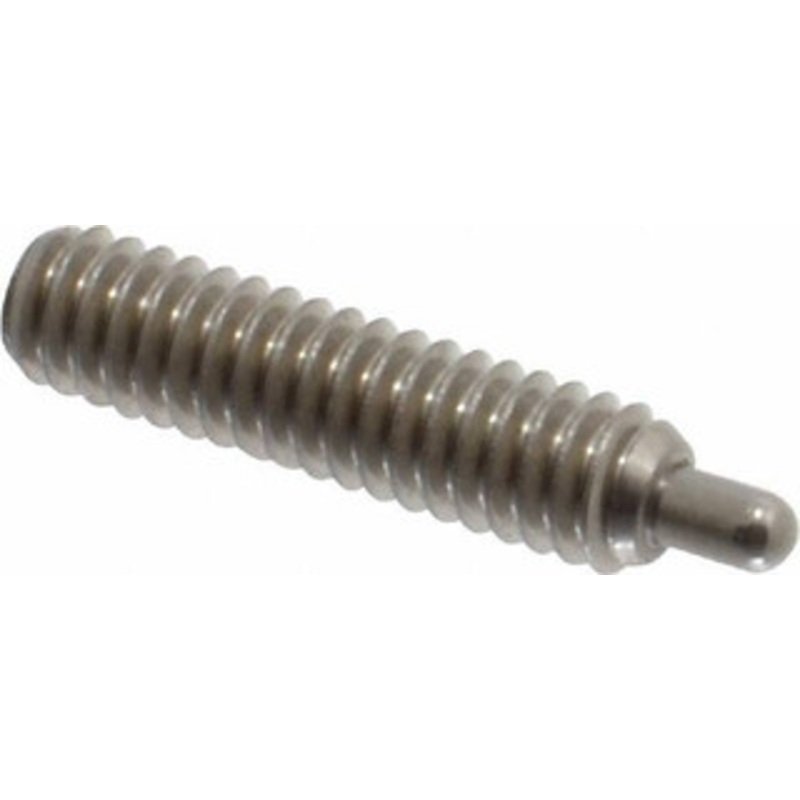 Vlier 1/4-20, 1 Thread Length, 3/16 Plunger Projection, Stainless Steel Threaded Spring Plunger 0.117 – 0.118 Max Plunger Diam, 1 Plunger Length, 3 Lb Init End Force, 13 Lb Final End Force, 0.079 Hex SSPH54 – 62119623