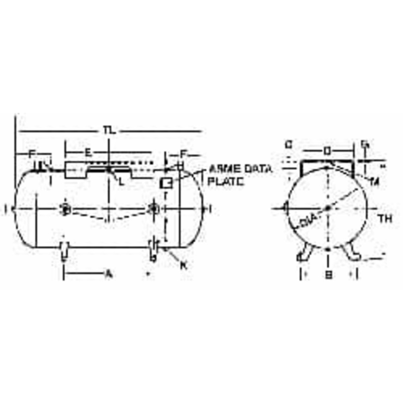 Made in USA 30 Gal 200 Max psi Compressed Air Tank & Receiver 1-1/2 Inlet, 48 OAL 302716 – 80063399