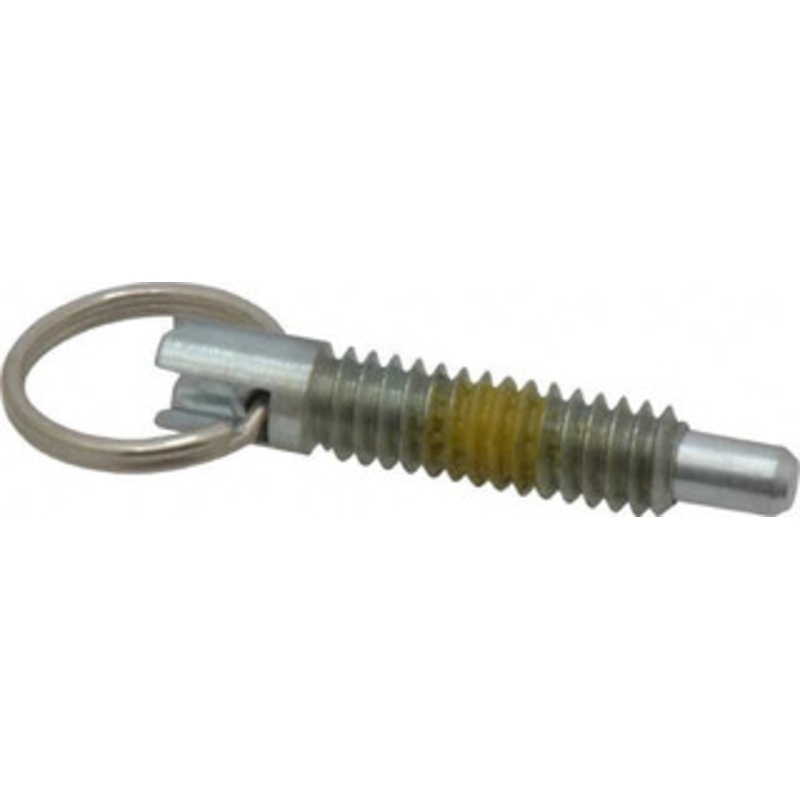 Vlier 1/4-20, 0.8 Thread Length, 0.155 Plunger Diam, 1/4 Plunger Projection, 1 Lb Init to 2.5 Lb Final End Force, Steel Locking Pull Ring Plunger 0.8 Len Under Head, 1.14 Body Len, 0.62 Ring Diam, 1.14 Plunger Len PR250P – 62124458