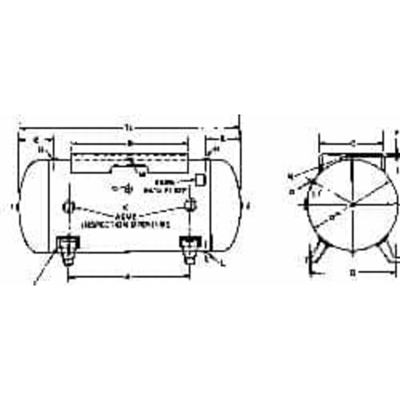 Made in USA 60 Gal 200 Max psi Compressed Air Tank & Receiver 2 Inlet, 48 OAL 304969 – 80063787
