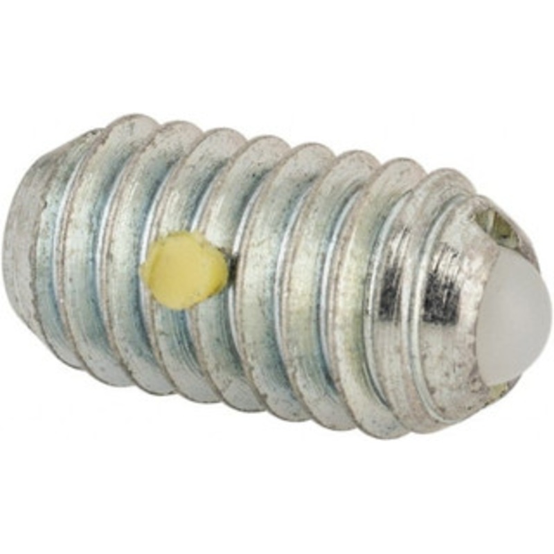 Vlier 5/16-18, 0.156 Ball Diam, 0.578 Body Length, 0.04 Max Ball Reach, Threaded Ball Plunger Steel Body, Nylon Ball, 2 Lb Initial End Force, 4.25 Lb Final End Force, Locking Element DBL56N – 62122700