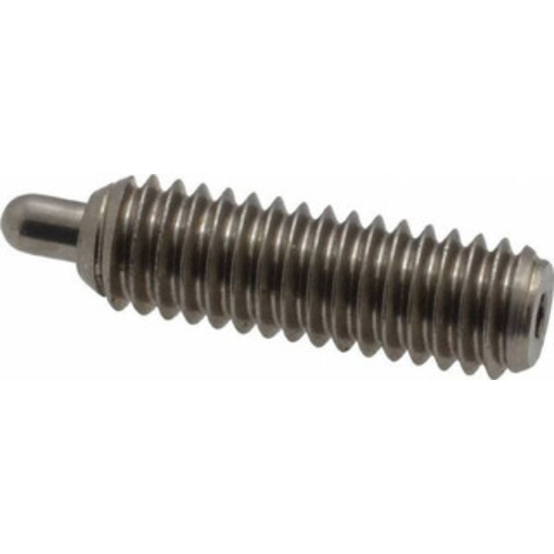 Vlier 5/16-18, 1 Thread Length, 3/16 Plunger Projection, Stainless Steel Threaded Spring Plunger 0.133 – 0.135 Max Plunger Diam, 1 Plunger Length, 3 Lb Init End Force, 15 Lb Final End Force, 0.093 Hex SSPH56N – 62119730