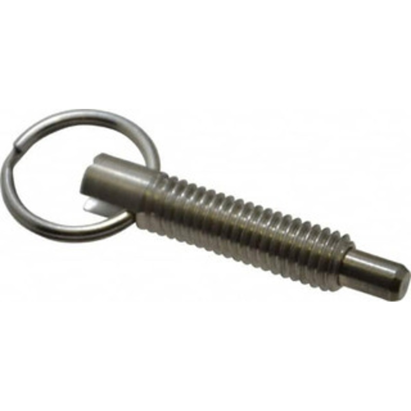 Vlier 3/8-16, 1.2 Thread Length, 0.233 Plunger Diam, 3/8 Plunger Projection, 2 Lb Init to 4 Lb Final End Force, Stainless Steel Locking Pull Ring Plunger 1.2 Len Under Head, 1.68 Body Len, 0.98 Ring Diam, 1.68 Plunger Len SPR375 – 62124524