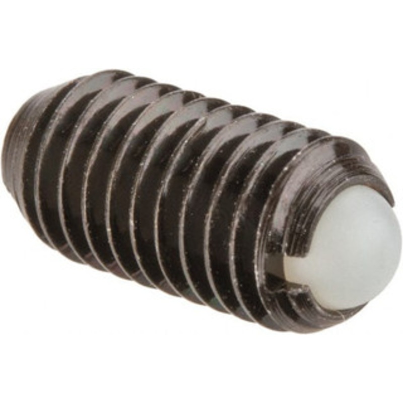 Vlier M8x1.25, 5mm Ball Diam, 16mm Body Length, 1.5mm Max Ball Reach, Threaded Ball Plunger Steel Body, Nylon Ball, 3.37 Lb Initial End Force, 6.75 Lb Final End Force, Locking Element DBM8AN – 04399945