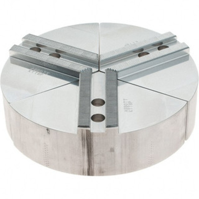 Abbott Workholding 8 Max Chuck Capacity, 1.5mm x 60 Serrated Interface, Round Soft Lathe Chuck Jaw 3 Jaw, Aluminum, 0.9843 Btw Mount Hole Ctrs, 8 Wide, 2 High, 12mm Fastener KTT8P – 50487099