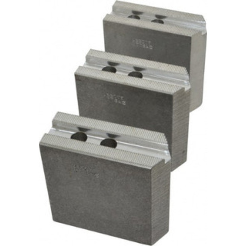 Abbott Workholding 8 & Up Chuck Capacity, 1.5mm x 60 Serrated Attachment, Square Soft Lathe Chuck Jaw 3 Jaws, Aluminum, 63/64 Btw Mount Hole Ctrs, 4 Long x 1-1/2 Wide x 4 High, 0.5512 Groove, 0.4724 & 12mm Fastener KTT8A2 – 04230629