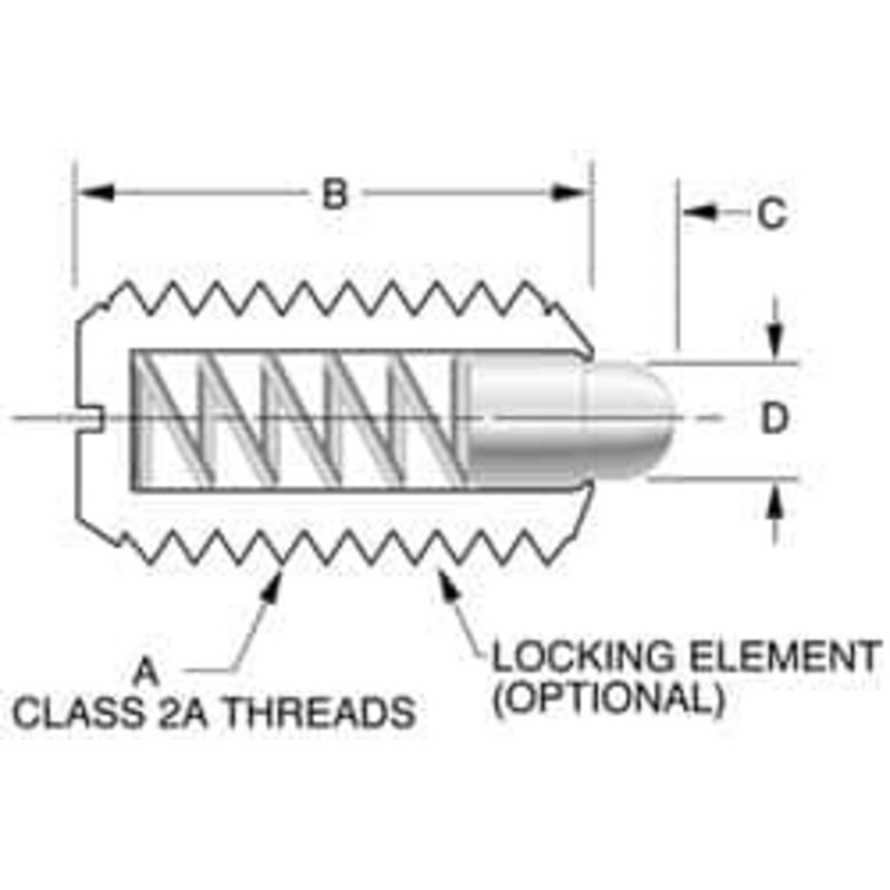 Vlier 5/16-18, 9/16 Thread Length, 1/12 Plunger Projection, Steel Threaded Spring Plunger 0.135 Max Plunger Diam, 0.562 Plunger Length, 1.25 Lb Init End Force, 4 Lb Final End Force NM57 – 62120480