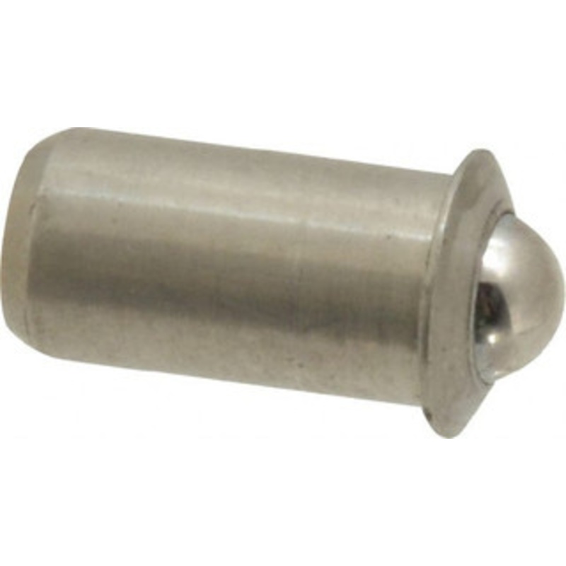 Vlier 0.0471 Body Length x 1/4 Body Diam, 3 Lb Init to 7 Lb Final End Force, Stainless Steel Press Fit Ball Plunger 3/16 Ball Diam, 0.07 Max Ball Reach, 0.045 Flange Thickness SPFB54 – 62123393