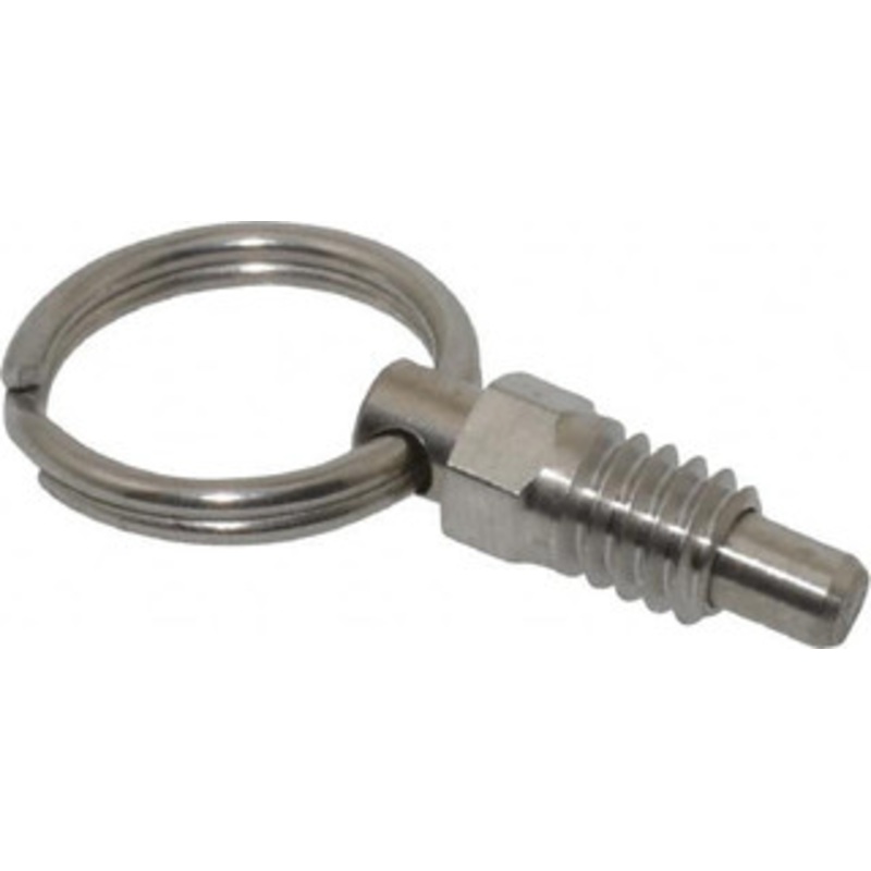 Vlier 1/4-20, 0.31 Thread Length, 0.16 Plunger Diam, 0.19 Plunger Projection, 0.5 Lb Init to 2 Lb Final End Force, Stainless Steel Pull Ring Plunger 0.31 Len Under Head, 0.44 Body Len, 3/4 Ring Diam, 0.62 Plunger Len SPRSN250A – 62124672