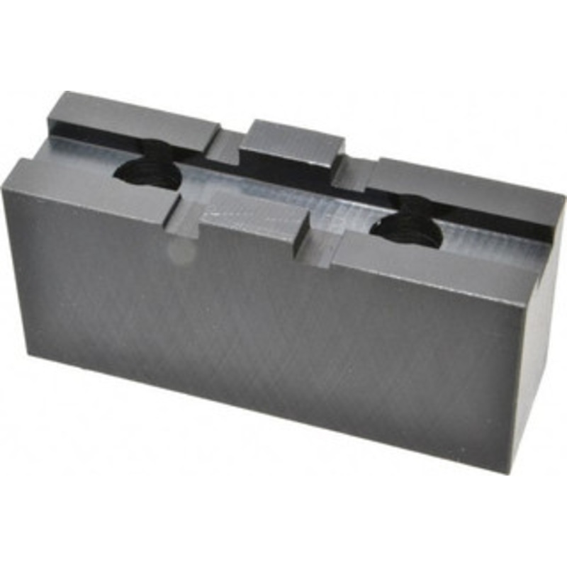 Bison 10 Chuck Capacity, Tongue & Groove Attachment, Square Soft Lathe Chuck Jaw 1 Jaw, Steel, 2-1/8 Btw Mount Hole Ctrs, 4-3/16 Long x 1-9/32 Wide x 2.028 High, 1/2 Groove 7-884-310 – 03192796