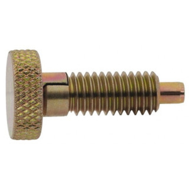 Vlier M6x1.0, 0.4 Thread Length, 0.12 Max Plunger Diam, 0.5 Lb Init to 2 Lb Final End Force, Locking Knob Handle Plunger Knurled Knob, 10mm Body Length, 0.53 Length Under Head/Shoulder, 0.13 Plunger Projection SLFM6P – 87881082