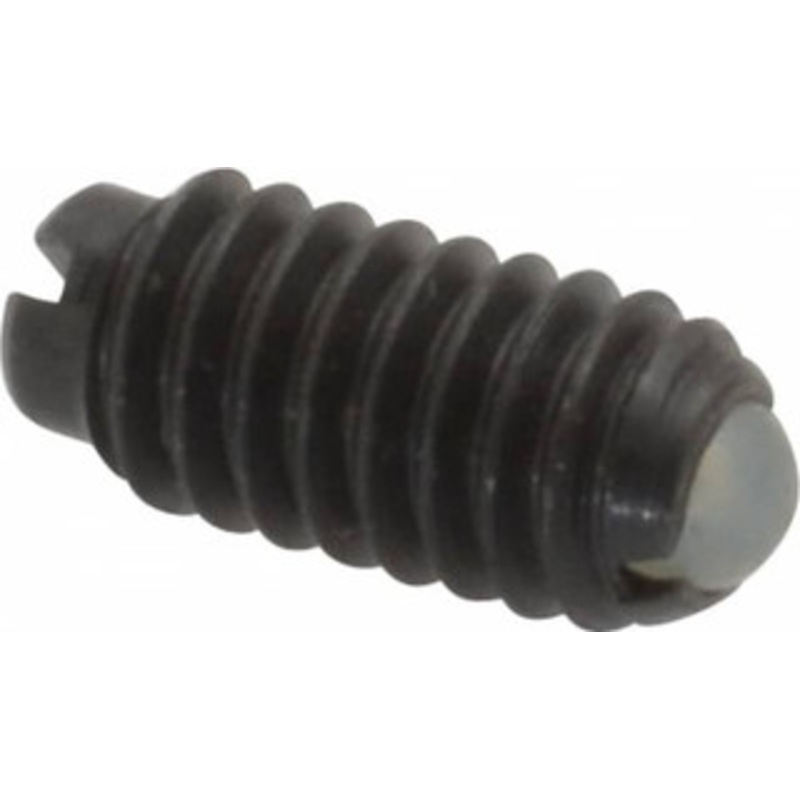 Vlier 8-32, 0.094 Ball Diam, 0.344 Body Length, 0.025 Max Ball Reach, Threaded Ball Plunger Steel Body, Nylon Ball, 0.5 Lb Initial End Force, 1.25 Lb Final End Force DB50A – 62122452
