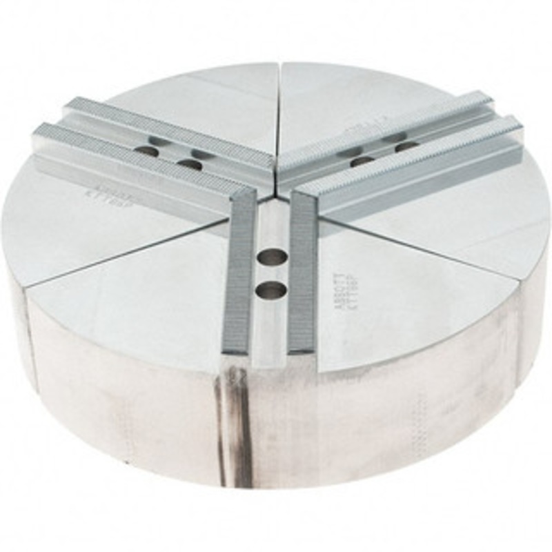 Abbott Workholding 6 Max Chuck Capacity, 1.5mm x 60 Serrated Interface, Round Soft Lathe Chuck Jaw 3 Jaw, Aluminum, 0.7874 Btw Mount Hole Ctrs, 8 Wide, 2 High, 10mm Fastener KTT8-6P – 50487057
