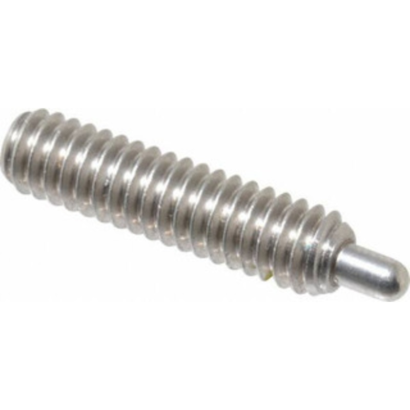 Vlier 1/4-20, 1 Thread Length, 3/16 Plunger Projection, Stainless Steel Threaded Spring Plunger 0.117 – 0.118 Max Plunger Diam, 1 Plunger Length, 3 Lb Init End Force, 13 Lb Final End Force, 0.079 Hex SSPH54N – 62119672