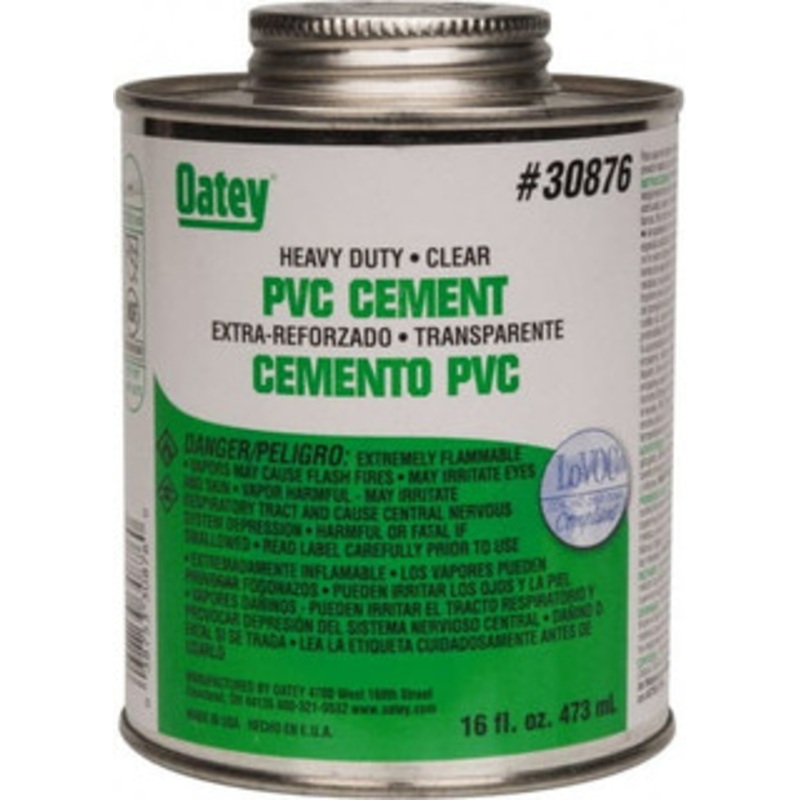 Oatey 16 oz Heavy Duty Cement Clear, Use with PVC up to 12 Diam 30876 – 37036043
