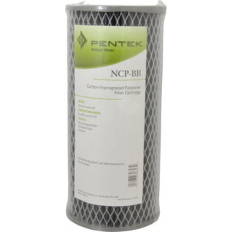Pentair 4-1/2 OD, 10, Carbon Impregnated Non-Cellulose Pleated Cartridge Filter 9-3/4 Long, Reduces Tastes, Odors & Sediments 155398-43 – 37023397