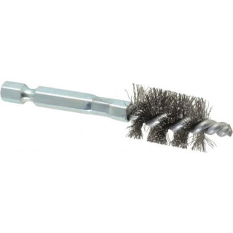 Schaefer Brush 1/2 Inch Inside Diameter, 11/16 Inch Actual Brush Diameter, Carbon Steel, Power Fitting and Cleaning Brush 1/4 Shank Diameter, 3-1/8 Inch Long, Hex Shaft Stem, 5/8 Inch Refrigeration Outside Diameter 09546-12 – 56489214