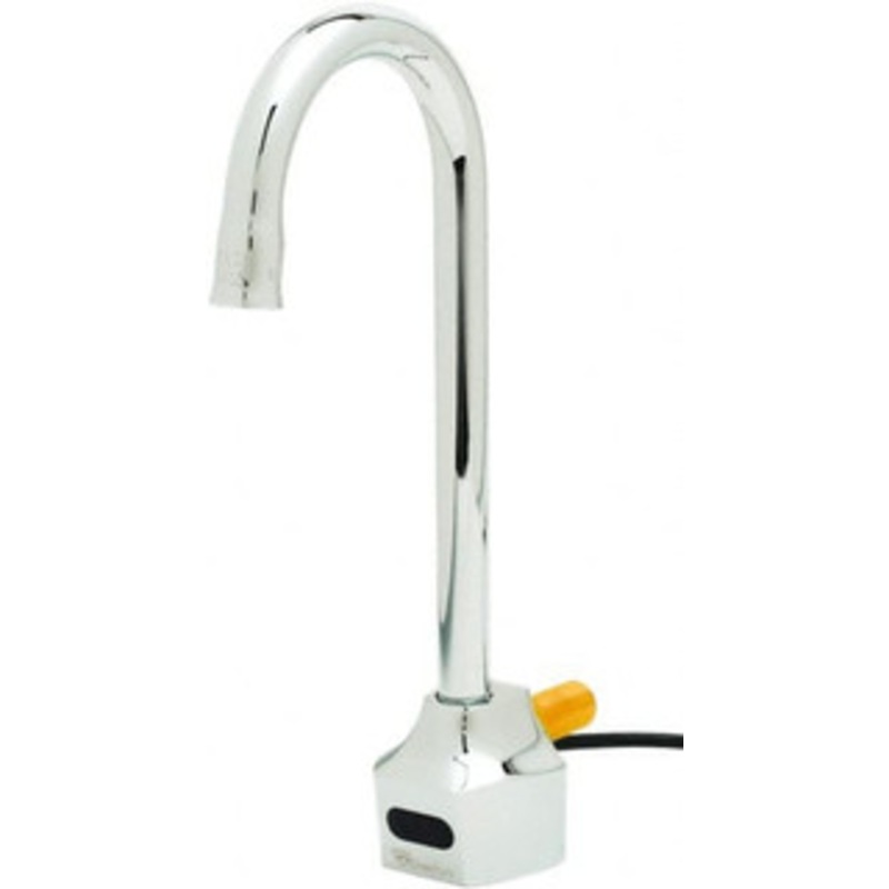 T&S Brass Wall Mount Electronic User Adjustable Temperature Control Mixer Faucet Powered by 120 Volt AC/DC, Gooseneck Spout, Single Hole Mounting Centers EC-3101 – 32068991