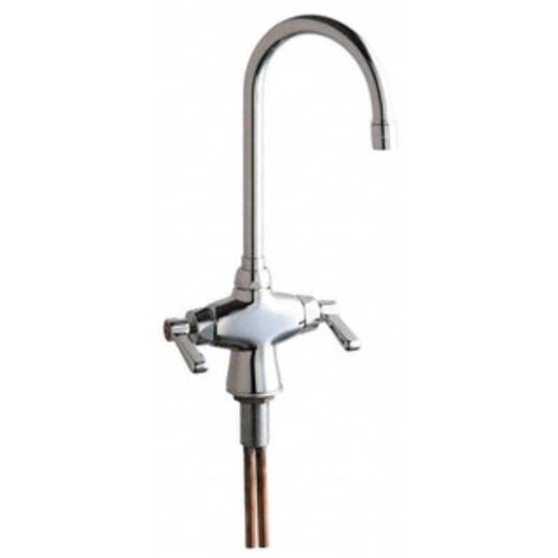 Chicago Faucets Deck Mount, Single Hole Bar and Hospitality Faucet Two Handle, Lever Handle, Gooseneck Spout 50-ABCP – 91216267