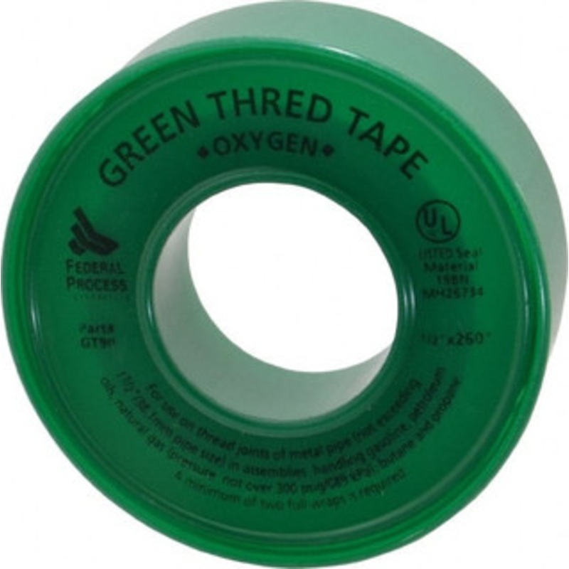 Federal Process 1/2 Wide x 260 Long Oxygen Pipe Repair Tape 3.7 mil Thick, -450 to 550F, Green GT90 – 82722570