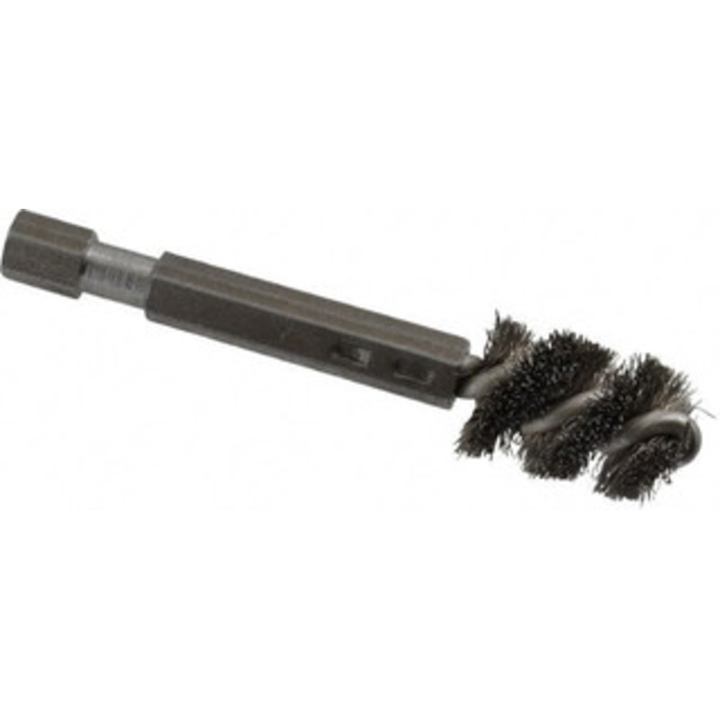 Made in USA 3/8 Inch Inside Diameter, 1/2 Inch Actual Brush Diameter, Stainless Steel, Power Fitting and Cleaning Brush 1/4 Shank Diameter, 2-3/4 Inch Long, Hex Shaft Stem 09-660006-HS – 03715562