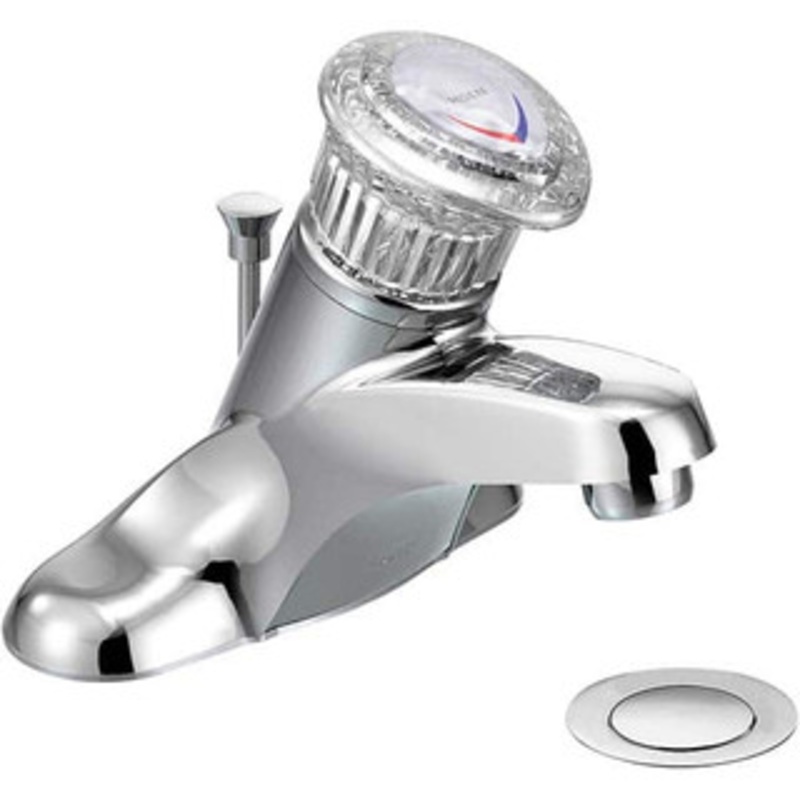 Moen Knob Handle, Deck Plate Bathroom Faucet One Handle, Pop Up Drain, Standard Spout 64621 – 37018736
