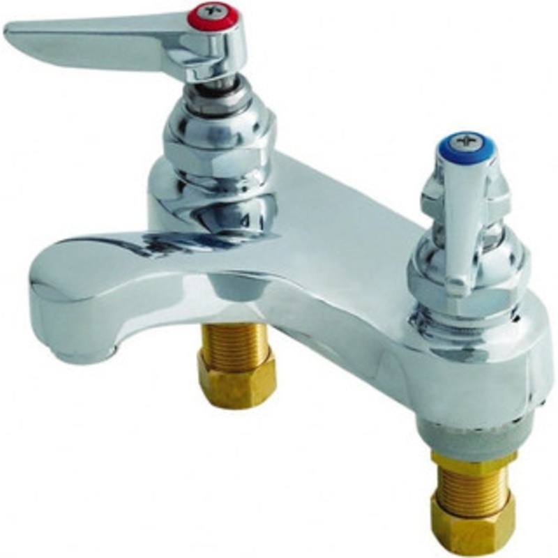 T&S Brass Lever Handle, Deck Mounted Bathroom Faucet Lavatory Faucet with Pop Up, No Drain, Standard Spout B-0871 – 32072415