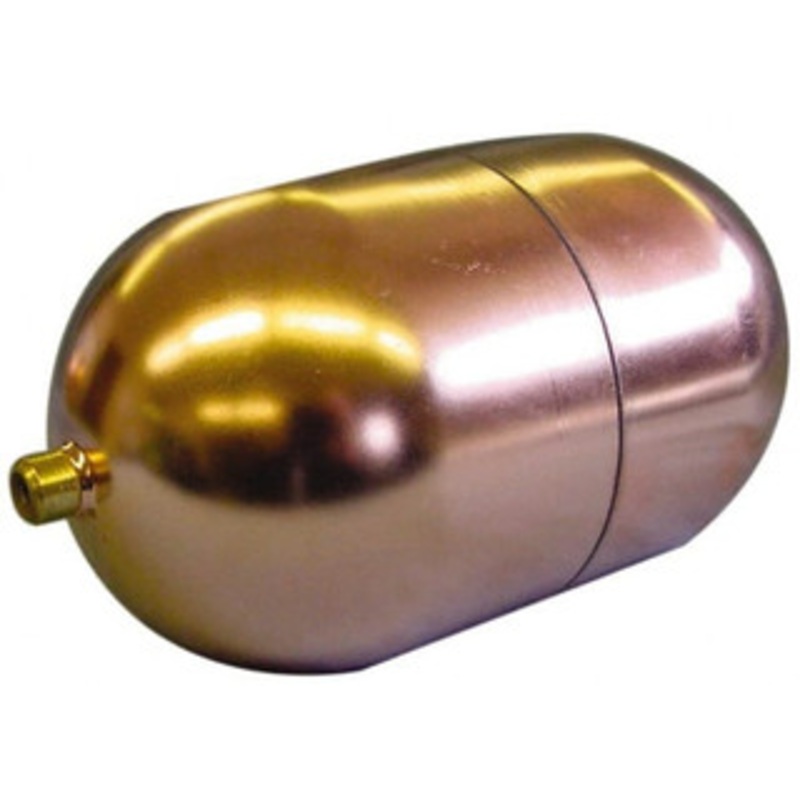Made in USA 4 Diam x 7 Long, Oblong, Round Spud Connection, Metal Float 1/4-20 Thread, Copper, 25 Max psi, 23 Gauge OC4X723C – 07429012
