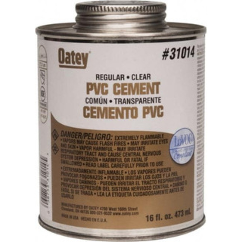 Oatey 16 oz Regular Bodied Cement Clear, Use with Schedule 40 PVC up to 4 Diam & Schedule 80 PVC up to 2 Diam 31014 – 37035847
