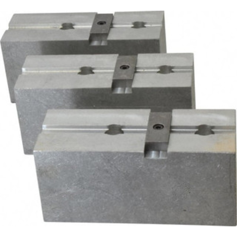 Abbott Workholding 15 to 18 Chuck Capacity, Tongue & Groove Attachment, Square Soft Lathe Chuck Jaw 3 Jaws, Aluminum, 3 Btw Mount Hole Ctrs, 6-1/2 Long x 2-1/2 Wide x 3 High, 1/2 Groove, 5/8 Fastener TG15MDASQ – 04226684