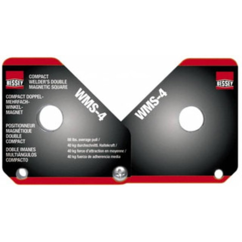 Bessey 0 to 180 Holding Angle, 110 Lb Max Pull, Double Magnetic Welding & Fabrication Adjustable Square 3-3/8 High x 6-1/8 Wide x 5/8 Deep WMS-4 – 08081622